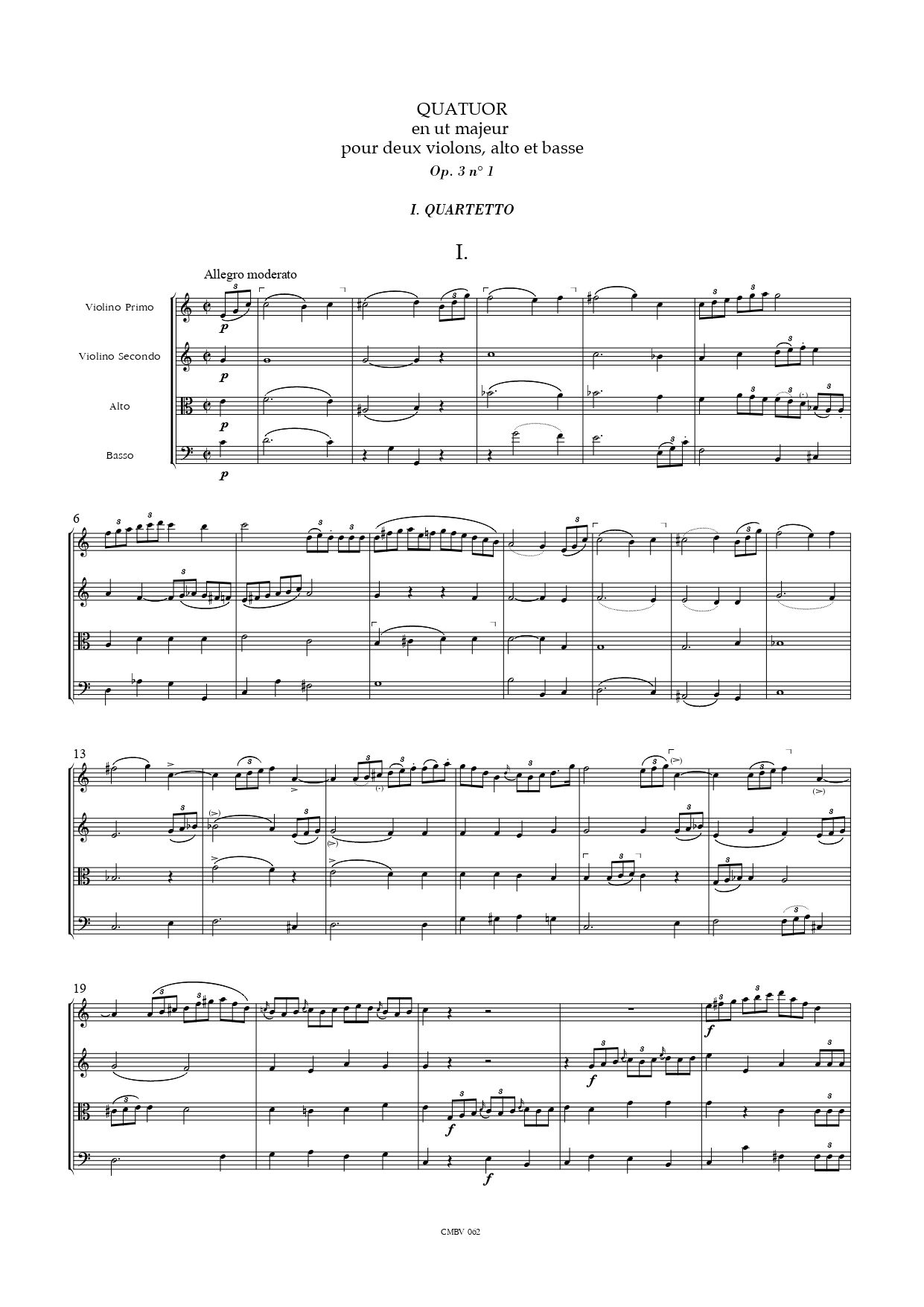 Quatuor à cordes op. 3 n°1 en ut majeur Centre de musique baroque de