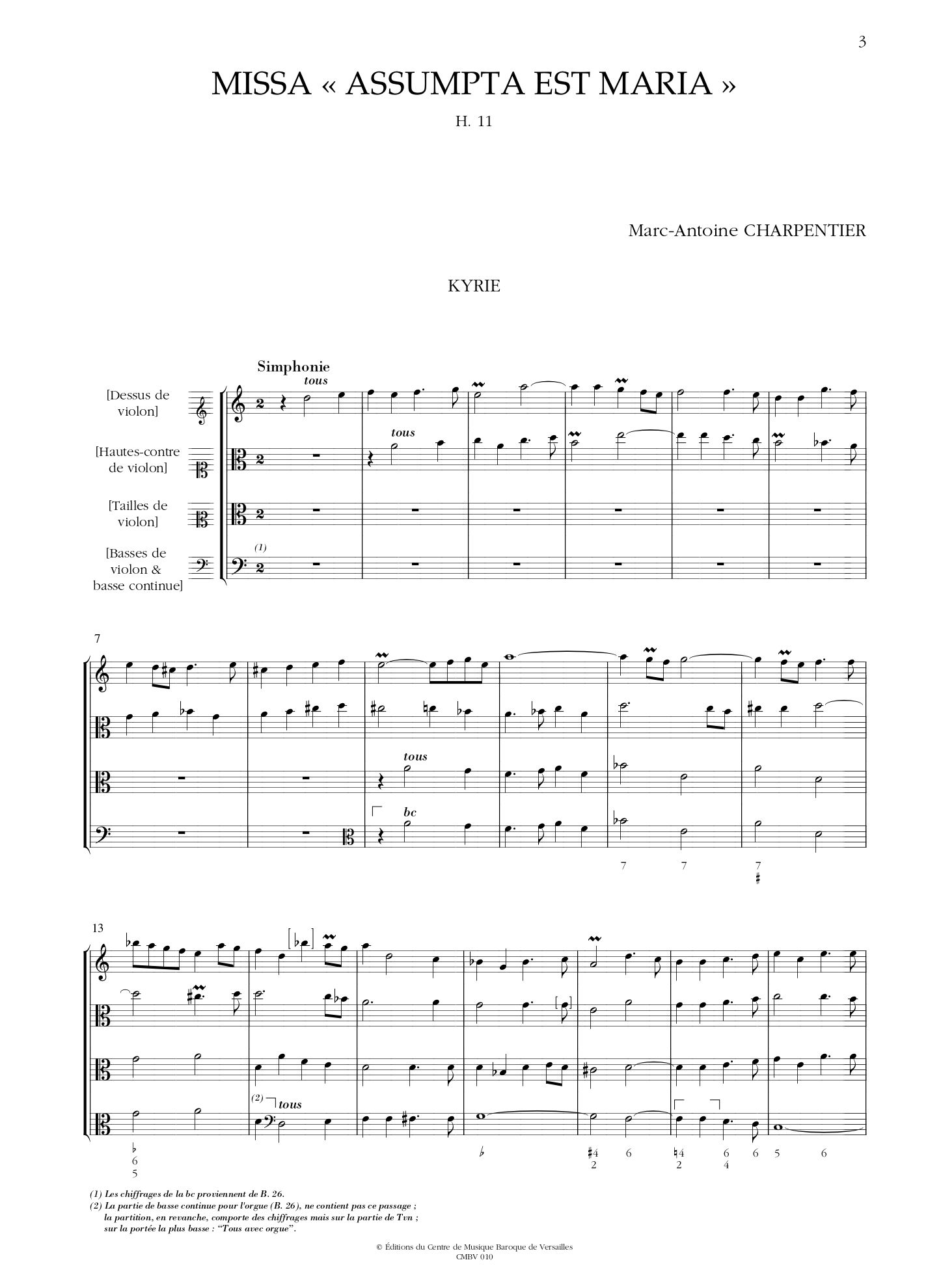 Missa Assumpta est Maria [H.11] | Centre de musique baroque de
