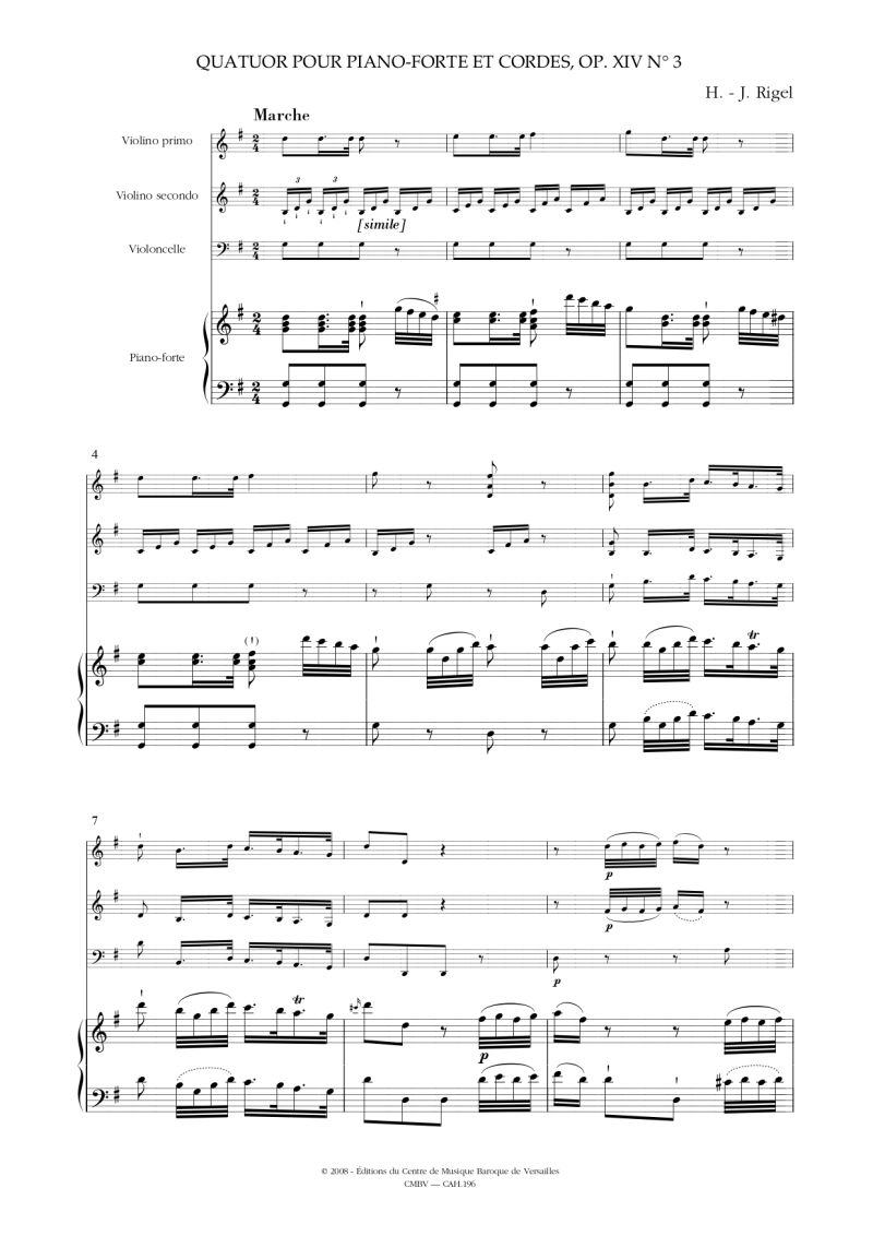 Quatuor pour pianoforte et cordes, op. XIV n°3 Centre de musique